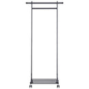 Stander Appendiabiti con Ripiano in Metallo Nero 68x41x155 cm 