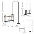 Appendiabiti Panchina per Ingresso 91x30x158 cm con Scarpiera in Legno e Metallo Nero