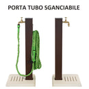 Fontana Decorativa da Esterno con Base in Cemento e Rubinetto in Ottone45x45x97 cm Effetto Corten