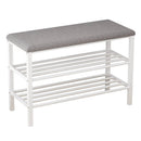 Panca da Ingresso Scarpiera 80x30x50 cm in Metallo e Tessuto Domus Bianco/Grigio