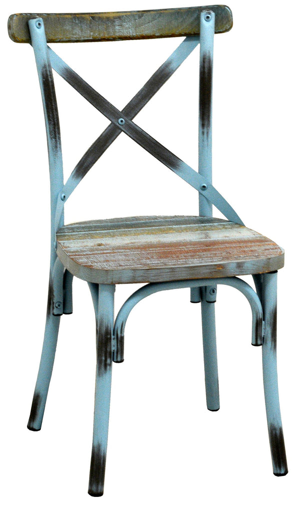 Sedia in Metallo e Legno Azzurro Antico prezzo