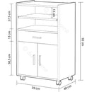 Mobile Carrello da Cucina 1 Cassetto 2 Ante 59x40x92 cm in Legno Bianco
