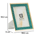 Cornice Grent 20,3x2x25,3 cm in Resina e Vetro Verde e Oro      
