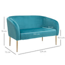 Divano 2 Posti in Tessuto 124x73x76 cm  Verde