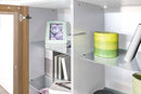 Mobile Vetrina 4 Ante 100,1x41,4x146 cm Bloom Bianco Lucido e Noce