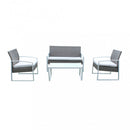 Set Salotto da Giardino Divano 2 Poltrone e Tavolino con Cuscini in Wicker Grigio