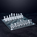 Set Scacchi in Vetro 20 x 20 cm Scacchiera Moderna Gioco Classico con 33 Pezzi Bianco e Nero      