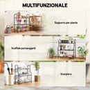 Portapiante a 3 Livelli 69x28,5x78 cm per Interni ed Esterni in Metallo Nero      