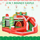 Castello Giostra Gonfiabile Natalizia 290x280x220 cm con Scivolo e Accessori Multicolore