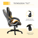 Sedia da Gaming Girevole Reclinabile in Similpelle Nero e Arancione