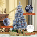Albero di Natale Artificiale 150 cm 222 Rami con Foglie Argentate e Bacche Rosse