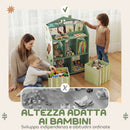 Scaffale Portagiochi per Bambini 62,5x30x91,5 cm con 2 Contenitori Rimovibili in Tessuto e Ripiani in Legno FSC Verde      