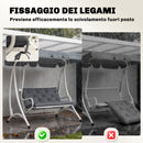 Cuscino da Giardino Stile Capitonné 100x98x8 cm con 6 Lacci in Cotone e Poliestere Grigio Scuro      
