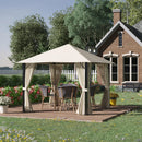 Gazebo da Giardino 2,97x2,97m con Zanzariere in Alluminio e Acciaio Cachi
