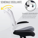 Sedia Operativa da Ufficio 62x63x105 cm Ergonomica con Braccioli Pieghevoli Bianco 