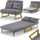 Poltrona Letto Reclinabile 2 Posti Chaise Lounge in Velluto Convertibile Grigio