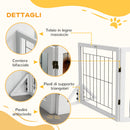 Cancellino per Cani Pieghevole 280x70 cm con 4 Pannelli in Legno e Acciaio Bianco      