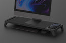 Supporto Monitor da Scrivania 56x20x5,7 cm con Base di Ricarica Wireless in MDF e Plastica Nero