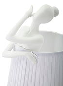 Lampada Ballet 29x25x62,5 cm in Resina e Ferro e Tessuto Bianco      