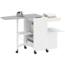 Mobile da Stiro Pieghevole 154x55x87 cm con Ripostiglio Salvaspazio in MDF Bianco      