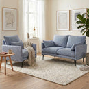 Poltrona Salotto Imbottita 73x80x80 cm con Braccioli Cuscino Lombare e Seduta Ampia in Tessuto Effetto Lino Blu      