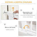 Cancelletto per Cani Estensibile con Porta a Chiusura Automatica 75-131x76 cm in Metallo e ABS Bianco