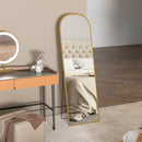 Specchio a Figura Intera da Terra 50x161,5 cm in Lega di Alluminio con Supporto Pieghevole Oro   
