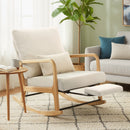 Sedia a Dondolo 70x89x97,5 cm con Poggiapiedi Schienale Reclinabile in Stile Scandinavo in Velluto a Coste Crema      