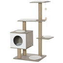 Albero Tiragraffi per Gatti 60x48x122 cm in MDF e Corda di Juta Grigio Chiaro