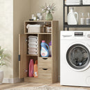 Mobile Bagno Salvaspazio Slim 50x25x100 cm con Armadietto e Cassetti in Truciolare Color Legno 