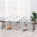 Recinto per Animali Modulabile 140x70x70 cm con Pannelli 35x35 cm in Acciaio e PP Nero  