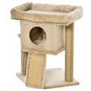 Albero Tiragraffi per Gatti con Casetta e Lettino 40x40x57 cm in Peluche e Juta Marrone