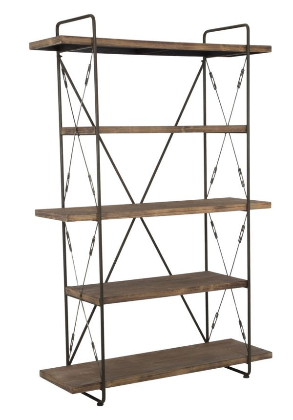 Libreria Raw 119,5x41x185,5 cm in Ferro e MDF Marrone e Nero sconto
