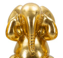 Set 3 Pezzi Decorazione Elefante Non Vedo Non Sento Non Parlo Ø15,5x20,5 cm in Resina Oro      