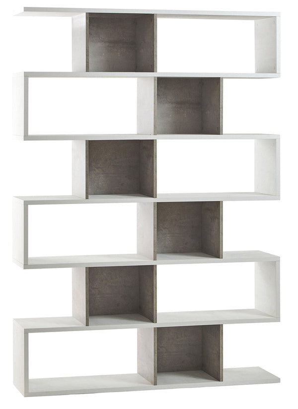 acquista Libreria Modulare 6 Ripiani 150x215x38 cm Ossido Bianco/Cemento