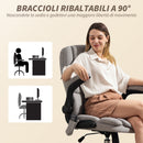 Sedia da Ufficio Operativa Massaggiante a 4 Punti con Riscaldamento e Braccioli Ribaltabili  in Tessuto Effetto Lino Grigio  