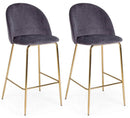 Set 2 Sgabelli Bar 51x55x105h cm Carry Velluto Grigio Scuro
