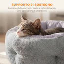 Letto Reversibile per Gatti o Cani di Piccola Taglia da Interno Ø62x21 cm in Peluche e Cotone PP Grigio Chiaro      