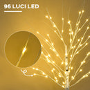 Albero di Natale Artificiale 150 cm 12 Rami con Luci LED 3000K per Interni ed Esterni al Coperto Bianco 