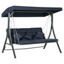 Dondolo da Giardino 3 Posti 198x118x168 cm Sedute Separate con Chaise Longue Blu Scuro   
