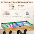 Tavolo da Gioco 13 in 1 Pieghevole con Calciobalilla Ping Pong Hockey Biliardo Scacchi e Altri Noce      