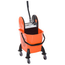Carrello Pulizie Professionale con Strizzatore Rimovibile e Ruote Arancione 