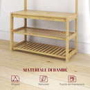 Mobile Appendiabiti da Terra con Ganci Aste e Scarpiera in Bambù 70x31x170 cm Marrone 