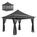 Gazebo da Giardino Pop Up 357x357x310 cm Altezza Regolabile e Zanzariere Grigio Scuro   