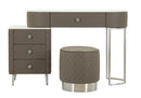 Toeletta Sharon Grigia con Puff Gambe Argento 120x40x75 cm in Pino e MDF e Metallo e Plastica      