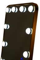 Specchio da Terra LED Hollywood Rett, 50x5x160 cm in Alluminio e Specchio Oro      