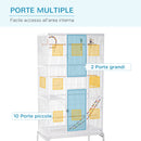 Voliera per Uccelli 83x53x180 cm in Acciaio Bianco