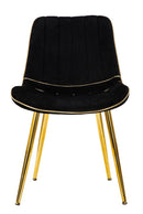 Set 2 Sedie Imbottite 51x59x79 cm in Poliestere Paris Nero e Oro