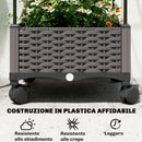 Fioriera Rialzata con Traliccio da 185 cm Fori di Drenaggio e 4 Rotelle in Metallo Rivestito in PE e PP Nero      