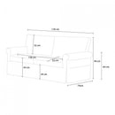 Divano 3 Posti 94x74x178cm in Tessuto Grigio chiaro
